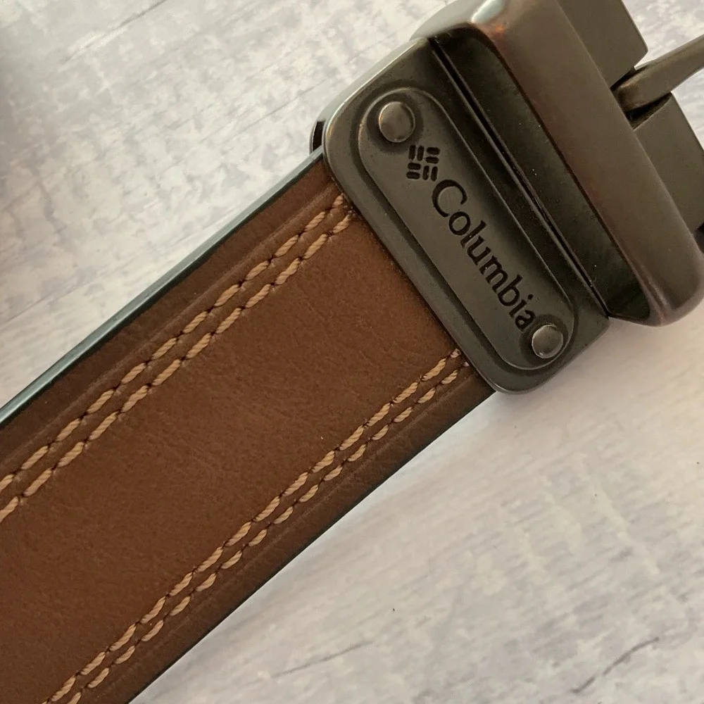 Columbia Belt Mens 38 / 99‎ Tan Brown Leather Casual